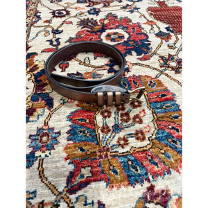 Frye Brown Leather Belt Brass Buckle Genuine Leather Size M